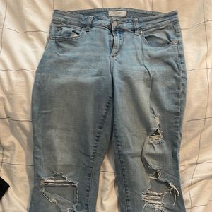 Distress straight jeans